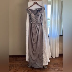 La Femme Sophisticated Taupe Maxi Dress